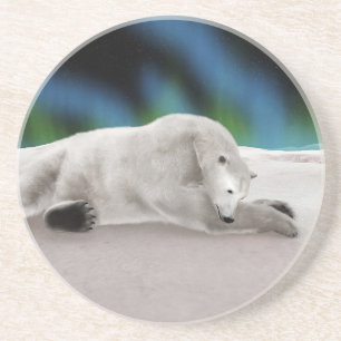 Posavasos Ilustración pacífica de oso polar ártico en la nat