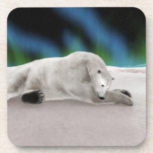 Posavasos Ilustración pacífica de oso polar ártico en la nat