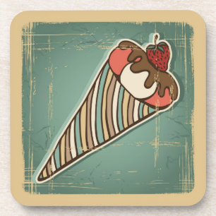 Posavasos Ilustracion retro del helado