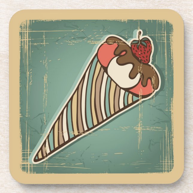 Posavasos Ilustracion retro del helado (Frente)