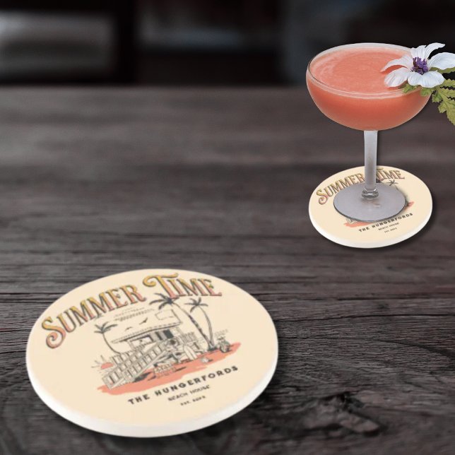 Posavasos Ilustracion Retro Summer Time Beach Hut (Subido por el creador)