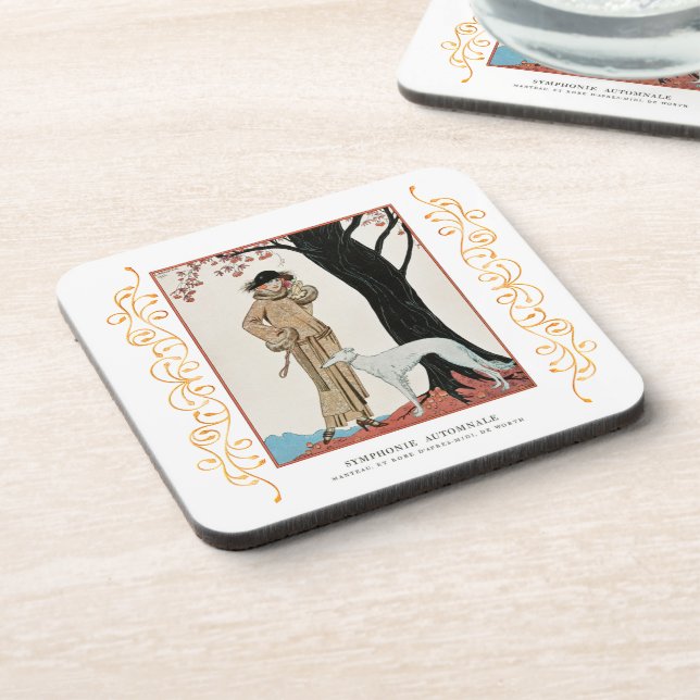 Posavasos Ilustracion Sinfónico-Moda de Otoño por G. Barbier (Lado Izquierdo)