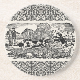 Posavasos Ilustración victoriana de arte de mascota antigua 