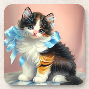 Posavasos Ilustracion Vintage Calico Kitten