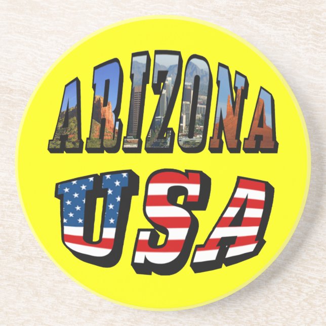 Posavasos Imagen de Arizona y texto de bandera de Estados Un (Frente)