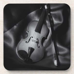 Posavasos Imagen de b&W de vida de un violín