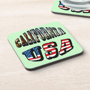 Posavasos Imagen de California y texto de bandera de Estados