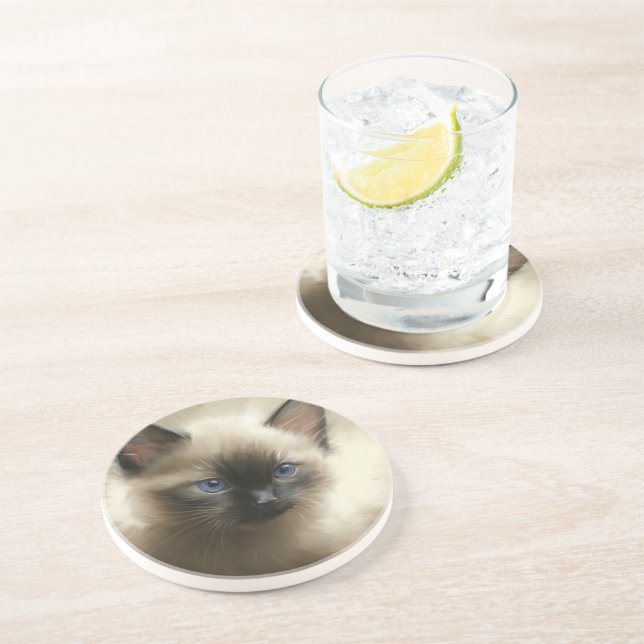 Posavasos Imagen De La Inocencia Retrato Siamés De Gatito (Lado)