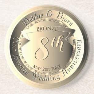 Posavasos Imagen de medallón de bronce del 8º aniversario de