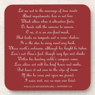 Posavasos Imán cuadrado del soneto 116 de Shakespeare