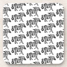 Posavasos Impresión abstracta de bloques de madera de caball