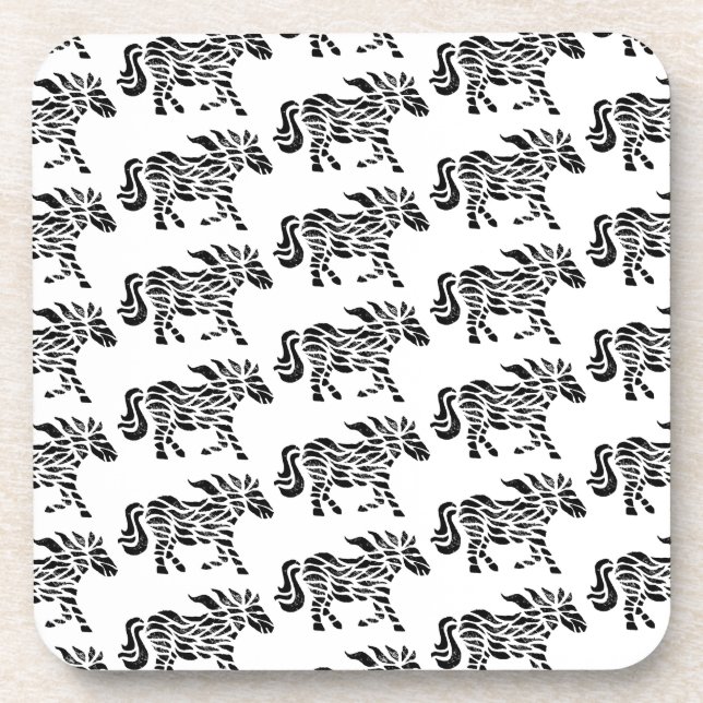 Posavasos Impresión abstracta de bloques de madera de caball (Frente)