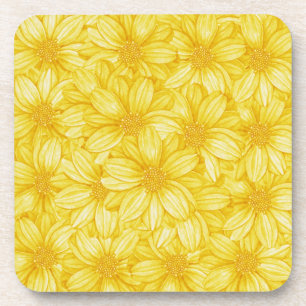 Posavasos Impresión amarilla ilustrativa floral
