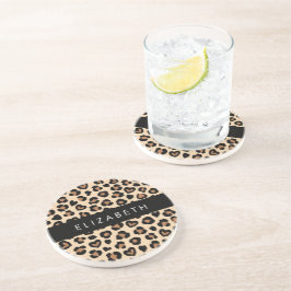 Posavasos Impresión animal, leopardo marrón, corazón, tu nom