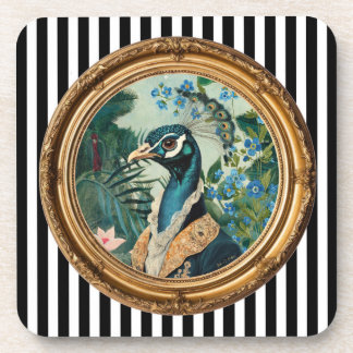 Posavasos Impresión artística del retrato de pavo real en ma