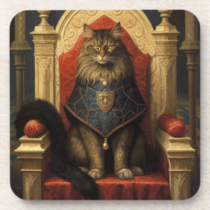 Posavasos Impresión artística del trono de gato Maine Coon n