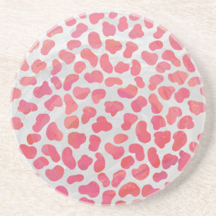 Posavasos Impresión dálmata rosa y blanca