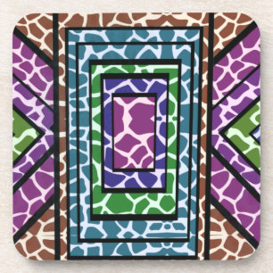 Posavasos Impresión de animal de jirafa geométrica colorida