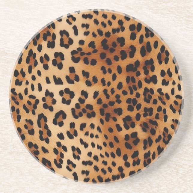 Posavasos Impresión de animales de leopardo negro marrón (Frente)