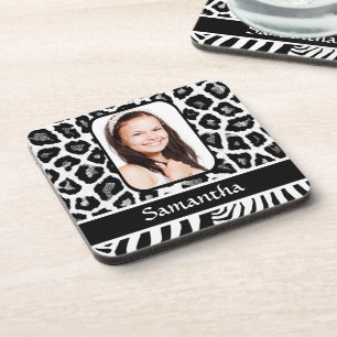Posavasos Impresión de animales en blanco y negro