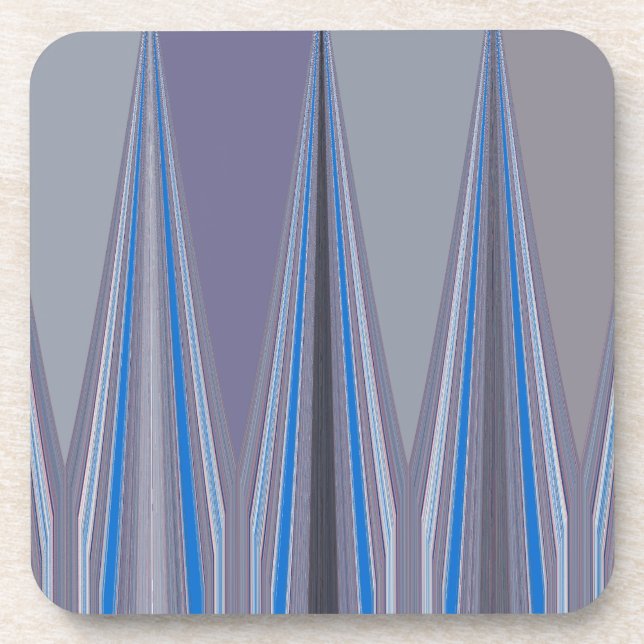 Posavasos Impresión de arte azul, púrpura y gris en chevron (Frente)