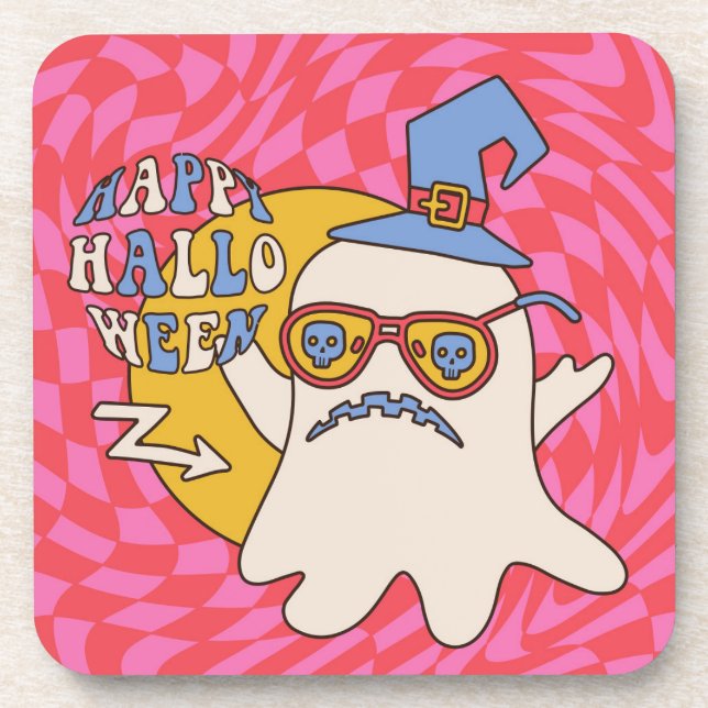 Posavasos Impresión de arte de Halloween retro (Frente)