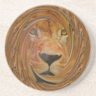 Posavasos Impresión de arte de safari de león abstracto