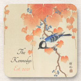 Posavasos Impresión de aves acuáticas japonesas vintage