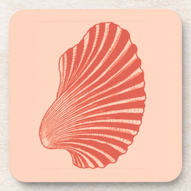 Posavasos Impresión de bloque de shell de vieira, Naranja de (Frente)