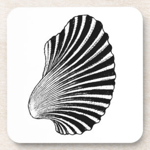 Posavasos Impresión de bloques de conchas de vieira, en blan