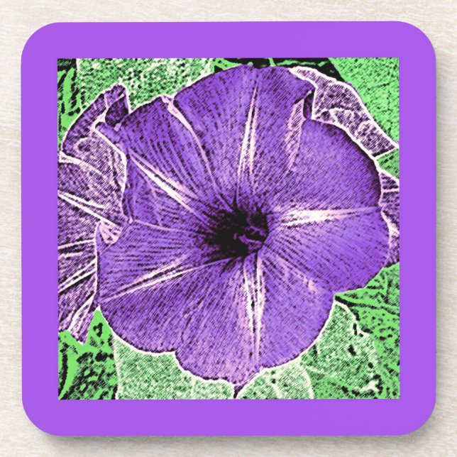 Posavasos Impresión de bloques de gloria matutina - violeta  (Frente)