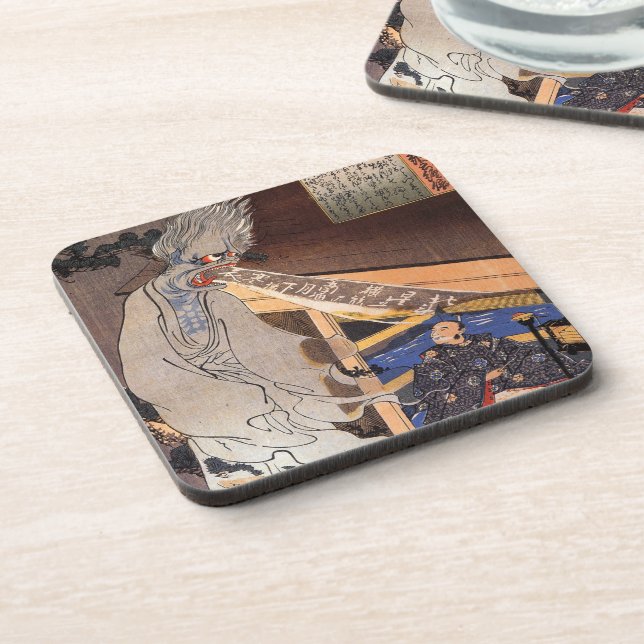 Posavasos Impresión de bloques de madera de fantasía japones (Lado Izquierdo)