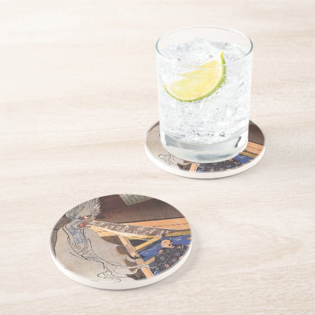 Posavasos Impresión de bloques de madera de fantasía japones (Lado)