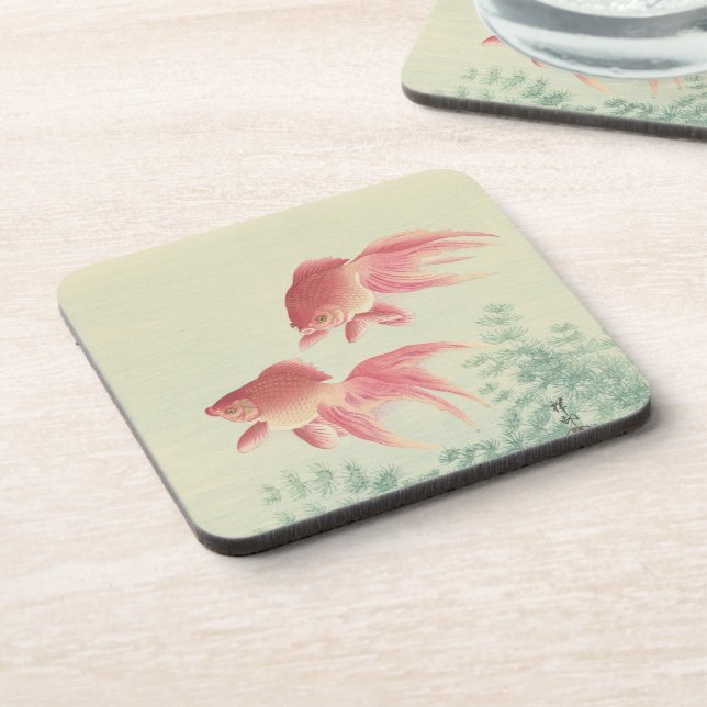 Posavasos Impresión de bloques de madera japoneses de peces  (Lado Izquierdo)