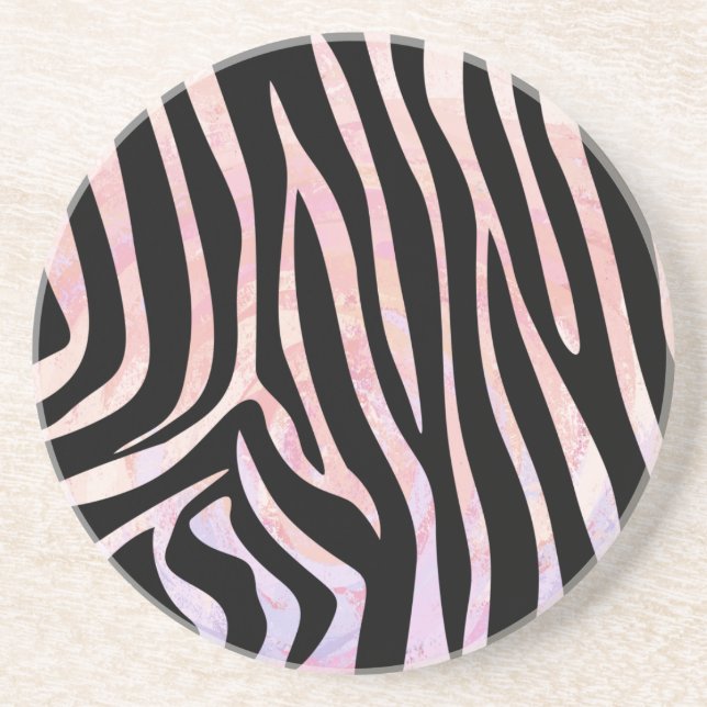 Posavasos Impresión de cebra negra y rosa (Frente)