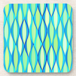 Posavasos Impresión de cinta de medio siglo - turquesa y lim