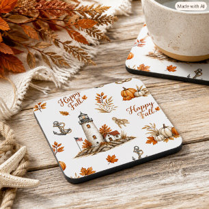 Posavasos Impresión de faro costero de otoño náutico