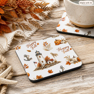 Posavasos Impresión de faro costero de otoño náutico