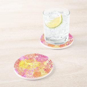 Posavasos Impresión de flores de color brillante
