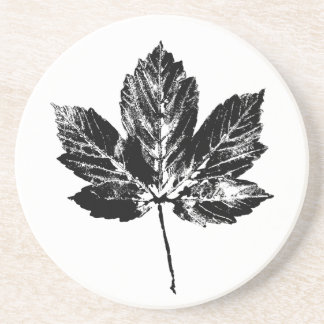 Posavasos Impresión de hojas de arce en blanco y negro