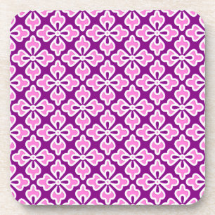 Posavasos Impresión de kimono floral, rosa orquídea y púrpur