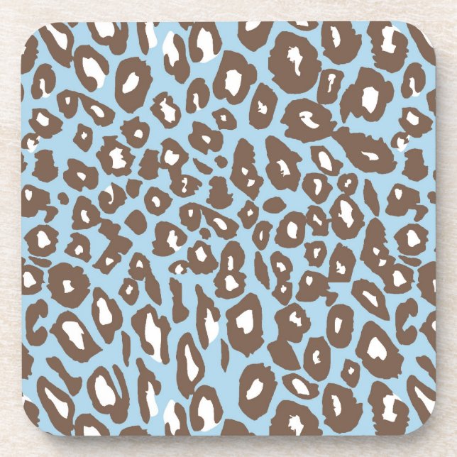 Posavasos Impresión de leopardo azul y blanco (Frente)