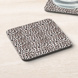 Posavasos Impresión de leopardo blanco y marrón negro