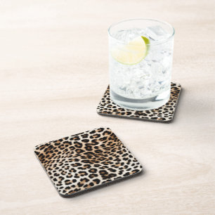 Posavasos Impresión de leopardo de crema marrón