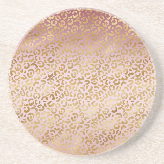 Posavasos Impresión de leopardo de ormbre de oro rosa (Frente)