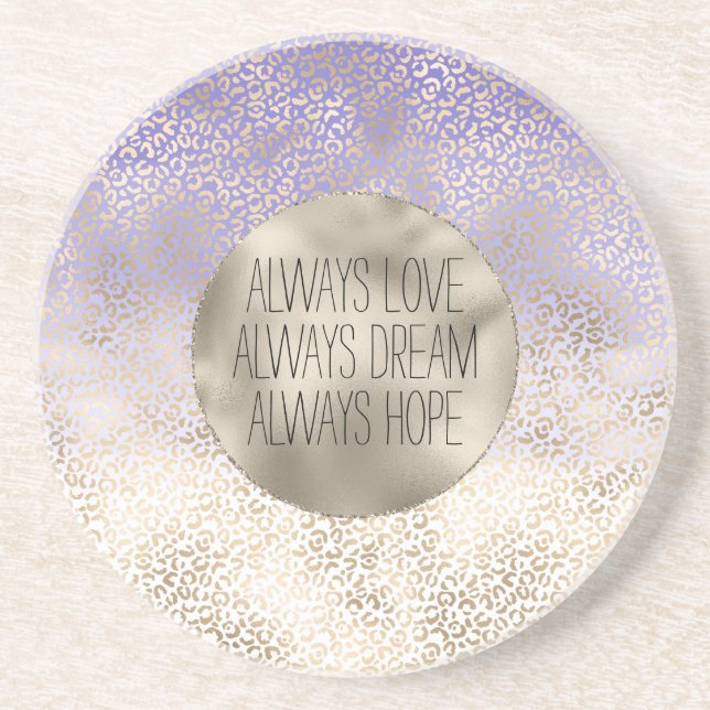 Posavasos Impresión de leopardo de oro de oro morado de Girl (Frente)