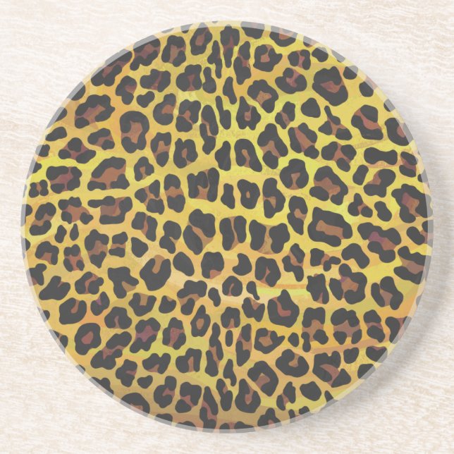 Posavasos Impresión de leopardo marrón y amarillo (Frente)