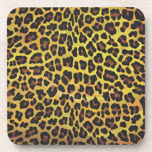 Posavasos Impresión de leopardo marrón y amarillo (Frente)