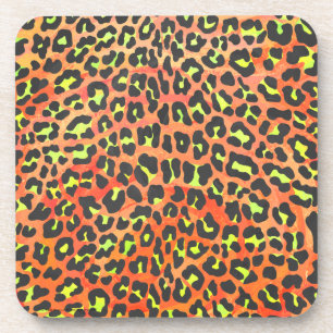 Posavasos Impresión de Leopardo Naranja y Amarillo