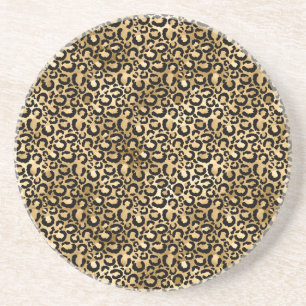 Posavasos Impresión de leopardo negro dorado